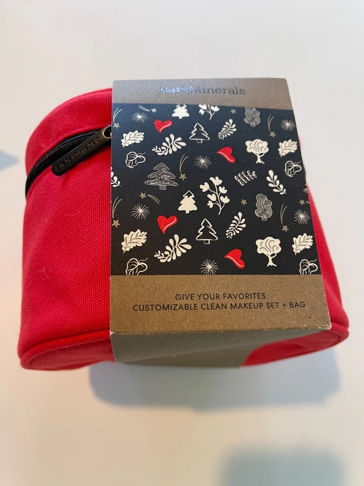 Bolso de Cosméticos BareMinerals Lona Roja, Cremallera Negra Edición Navidad Asa ¡NUEVO! Foto 3 de 4
