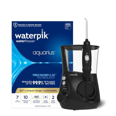 Water Flosser Electric Aquarius 10 Settings 7 Tips Black WP-662 Waterpik Teeth