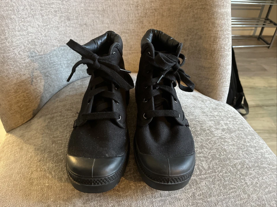 Talla 8 - Botas de combate de paladio negras para mujer Foto 2 de 4