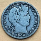 Barber half Dollars 1908 P and 1912 S