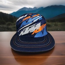 KTM Graphic Logo Blue Mens Small-Medium Stretch Yupoong Distressed Hat