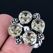 Classic Citrine Gemstone Handmade 925 Sterling Silver Jewelry Ring Size 8