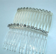 Vintage Pair Art Deco White Rhinestone Slide Side Hair Combs