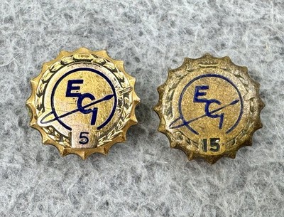 Vintage ECI 5 and 15 Year Employee Service Awards 1/20 12K GF Pins