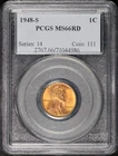 1948-S Lincoln Wheat Cent PCGS MS-66 RD