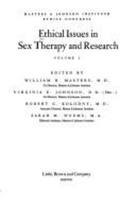 Ethical Issues in Sex Therapy and Research Hardcover