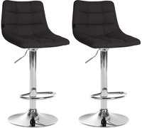 2Er Set Barhocker Jerry Stoff Chrom Schwarz