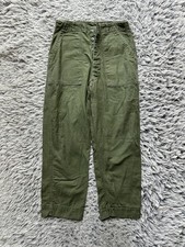 US Military Pants OG 107 Baker Sateen Trousers 30x27 Green Army Fatigue Vintage