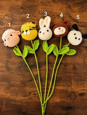 Handmade Crochet Animal Flower Pick