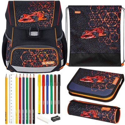 Herlitz Schulranzen Set Loop Plus Mechanic 10-teilig gefüllt Rennwagen Auto Shop