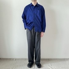 70s vintage French workwear dark navy blue chore coat sanfor work jacket M