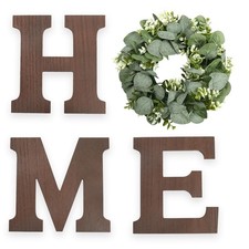 Wooden Home Sign Wall Hanging Decor Letters for Wall Art with Artificial Euca...