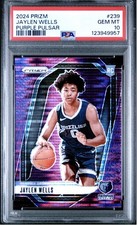 2024 Prizm Jaylen Wells PURPLE PULSAR ROOKIE #/35 Memphis Grizzlies PSA 10 POP 2