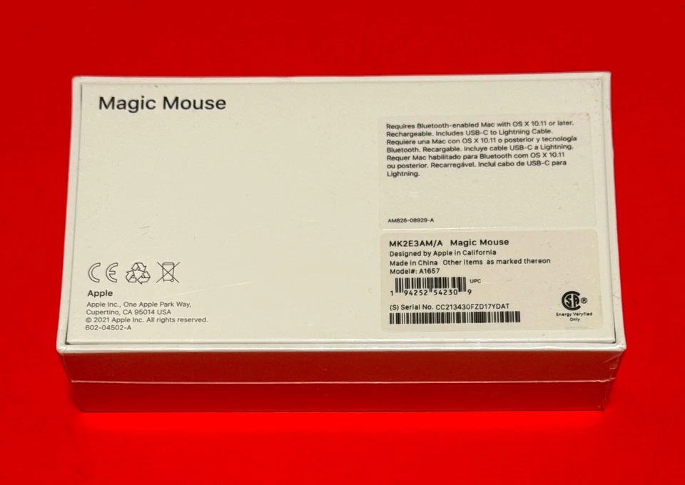 Brand New Sealed Apple A1657 Magic Mouse 2 Silver USB-C TO Lightning (MK2E3AM/A) - Image 2 of 3