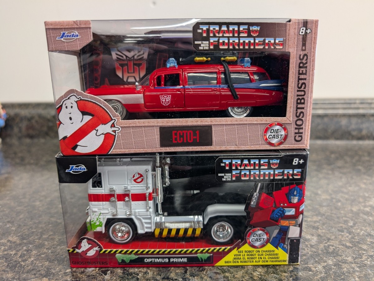 TRANSFORMERS X GHOSTBUSTERS Optimus Prime & ECTO-1 Jada 1:32 Die