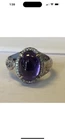 Scott Kay Sterling Silver 925 Ring – Amethyst Oval Cabochon & CZs, Size 7
