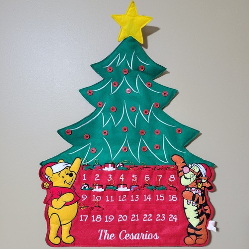 Disney Vintage Winnie the Pooh Tigger Hanging Felt Advent Calendar Personalized