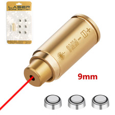 Brass CAL 9mm Red Laser Bore Sight Cartridge Bullet Shap Boresighter 6 Batteries