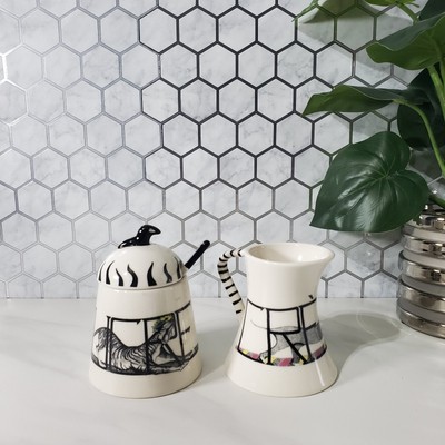 Anthropologie Florence Balducci Animal Cream and Sugar Set Tiger Dachshund