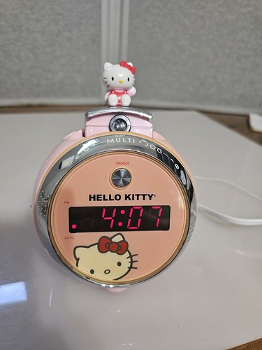 Hello Kitty Pink Projection Clock Radio AM/FM Alarm KT2054 Vintage Style Tested