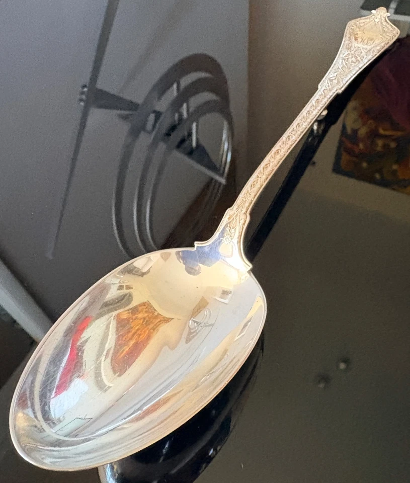 Cuchara para servir Tiffany & Co plata esterlina patrón persa 8,6" 6,68 oz Pat 1872 Foto 3 de 4