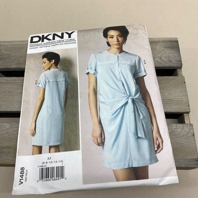Donna Karen DKNY Vogue Muster amerikanischer Designer V1488 Kleid 6-14