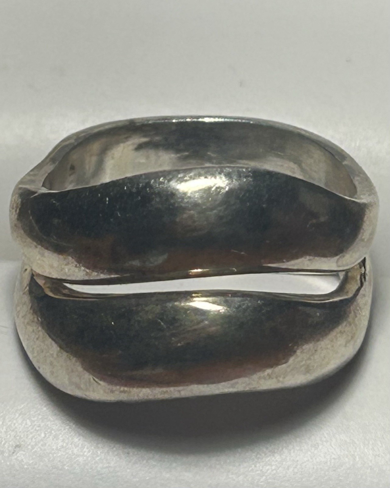 Vintage Pre-1970’s Modernist Double Wave 925 Sterling Silver Ring Size 6