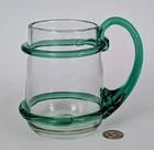 Blenko Aqua Green Double Ringed Art Blown Glass Mug Mid Century Modern