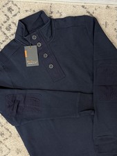 Ben Sherman Men s Mock Neck Button Placket Pullover Sweatshirt Navy