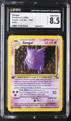 CGC 8.5 Gengar 1999 Fossil 1st Edition 5/62 Holo Pokemon Card | eBay