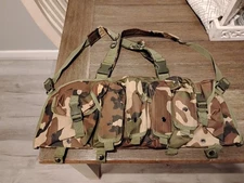 Woodland camo 8 mag chest rig w/ 2 general purpose pouches and map pocket