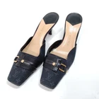 Louis Vuitton Women's Black Monogram Canvas Square Toe Pumps Heels Size 4492299