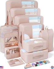 Veken 10-Piece Travel Packing Cubes Set - Luggage Organizer & Toiletry Bags