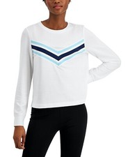 Id Ideology Top Sweatshirt Women's Active Chevron Long Sleeves White Size 3X NEW