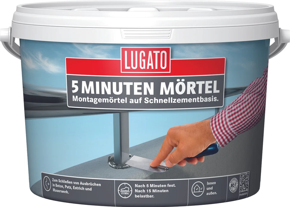 Lugato 5 Minuten Mörtel 10kg Schnellzement Blitzzement Blitzmörtel Montagemörtel