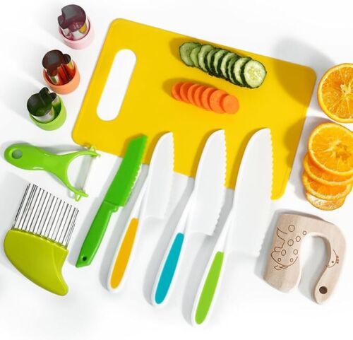 11 Pcs Kids Kitchen Knife Set Toddler Knives For Real Cooking With Cutting Board