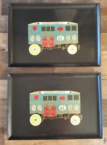 Vintage 60 70s Barnum Bailey's Circus Dinner Trays Wagon Couroc Mid Century