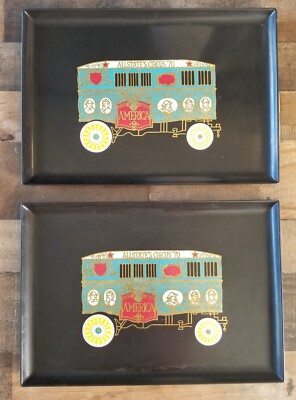 Vintage 60 70s Barnum Bailey's Circus Dinner Trays Wagon Couroc Mid Century