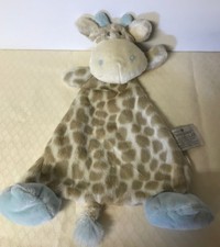 Demdaco Nat  Jules Giraffe Brown Blue Lovey Security Baby Blanket 12" rattles