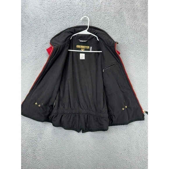 Chaleco Obermeyer Mujer 12 Thermolite Rojo Geométrico Nylon Aislado Esquí Cremallera Completa Foto 3 de 4