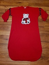 Vtge Exclusively Yours Holiday Plaid Long Sleeve Nightgown Sweatshirt M Bear