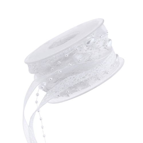 CABODYALS Weiße Rüschen-Borte 10m - Goldgeränderter Spitzenbesatz Für Kleider, Hochzeitsdekoration & DIY