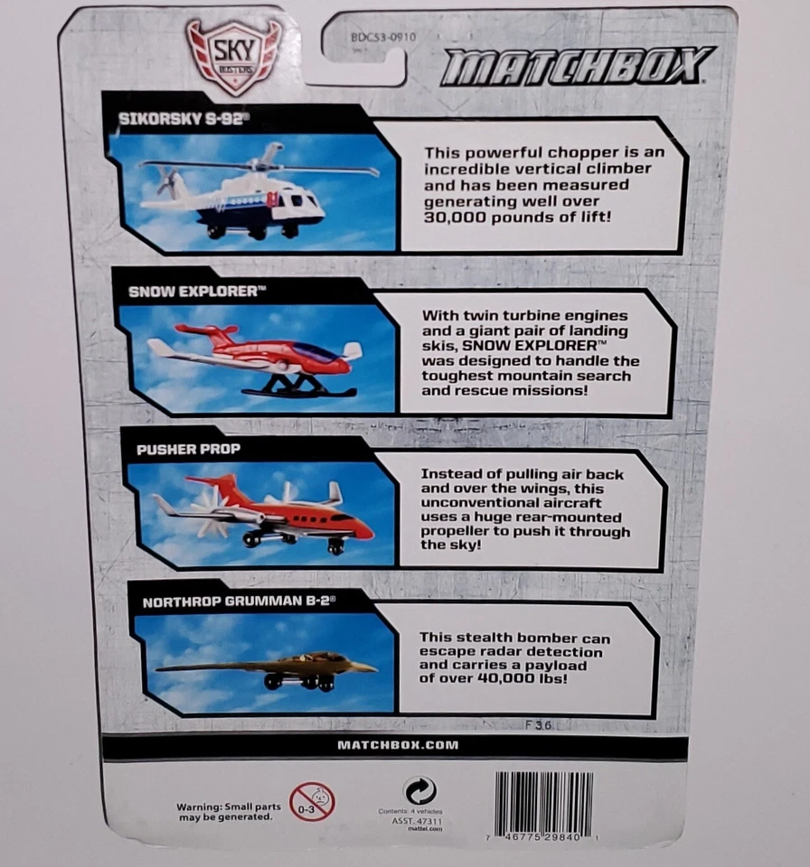 Matchbox Sky Busters 60th Mission Pack Northrop Grumman B-2 Sikorsky S-92 SEALED - Image 2 of 4