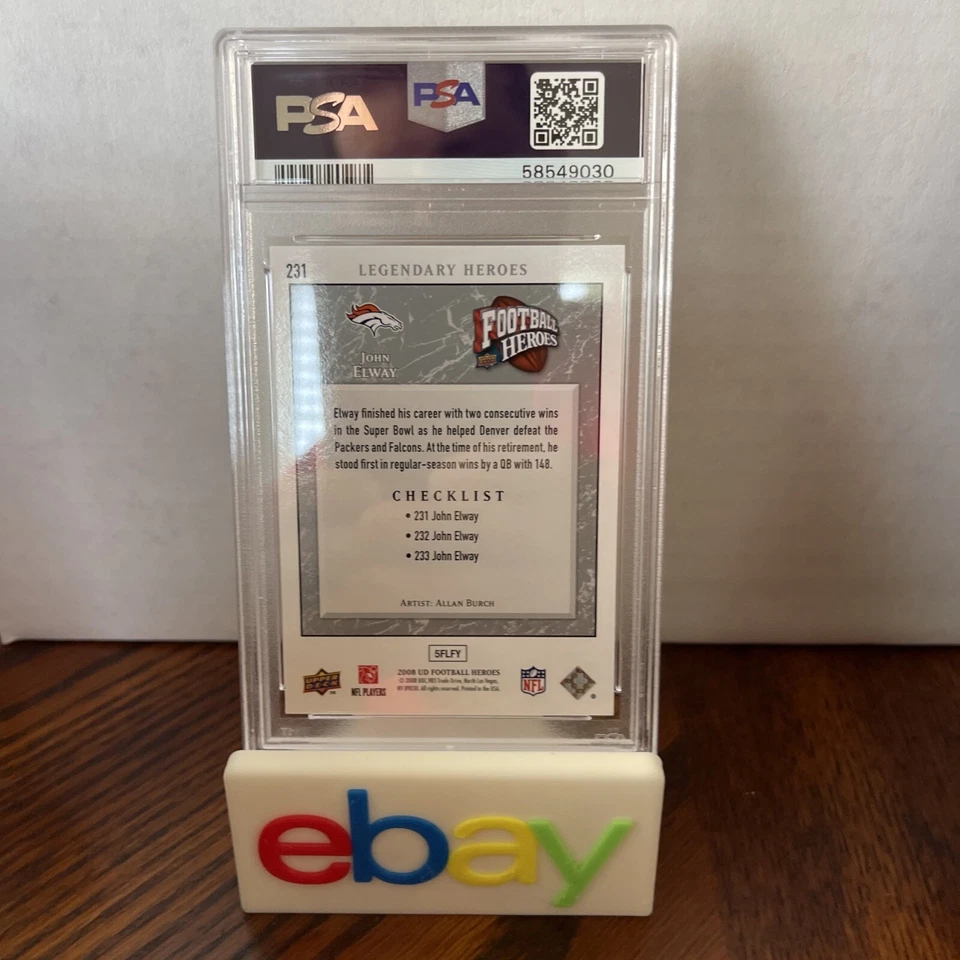 2008 Upper Deck Heroes #231 John Elway PSA 10 Denver Broncos Pop 16 - Image 2 of 3