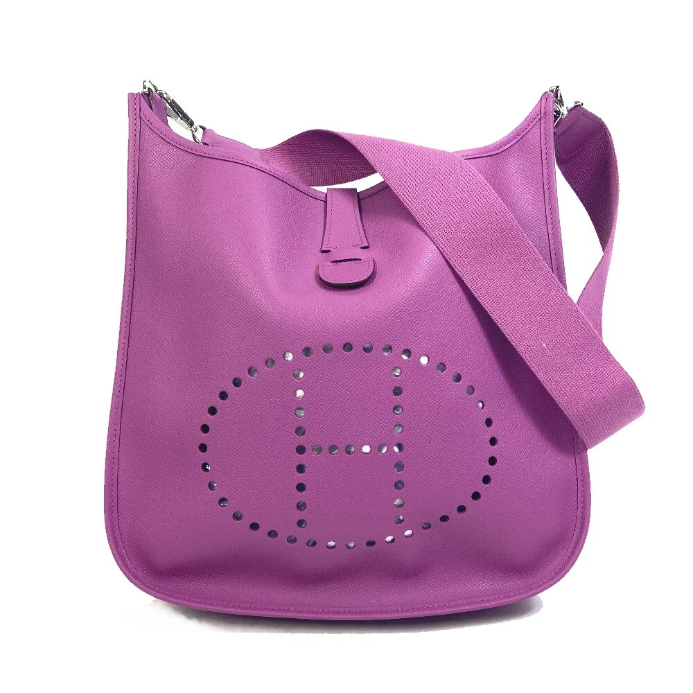 HERMES H logo punching Evelyne2 GM Crossbody Shoulder Bag Epsom purple