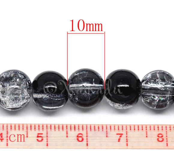 Оптовая продажа черный прозрачный 10 мм круглый треск стеклянные бусины G2245 - 20, 50 или 100 шт. - Изображение 2 из 3