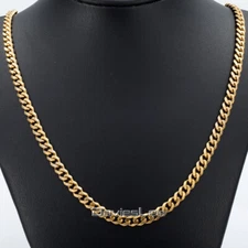 4MM Yellow Gold Filled CURB CUBAN Link Chain Necklace Men Women Hip Hop 18-30"