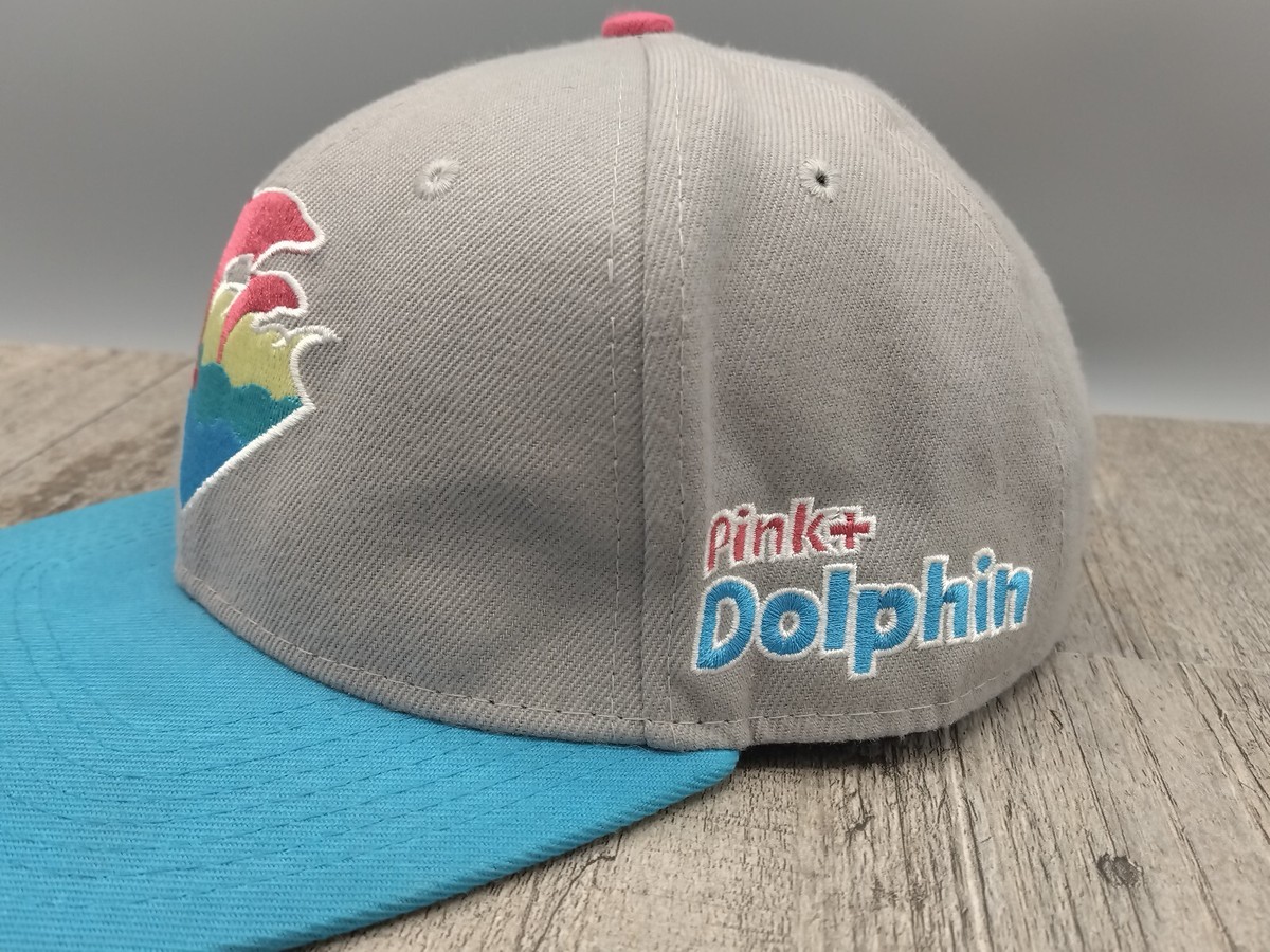 Pink Dolphin Cap- Leather Strapback Adjustable Hat Embroidered