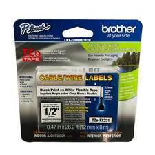 Genuine Brother TZe-231, 1/2" Black on White P-Touch TZ tape