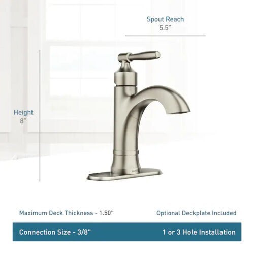 REDUCED 7. 26 Moen Halle84970SRN  1-Handle Single Bathroom Sink Faucet w/ Drain